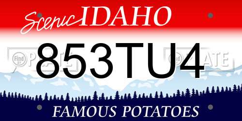 853TU4 Idaho License Plate