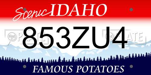 853ZU4 Idaho License Plate