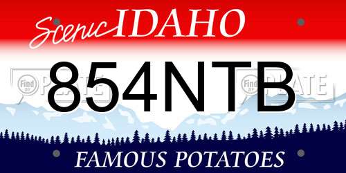 854NTB Idaho License Plate