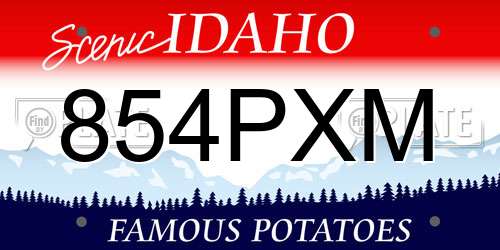 854PXM Idaho License Plate