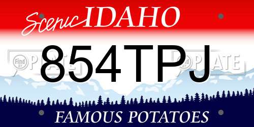 854TPJ Idaho License Plate