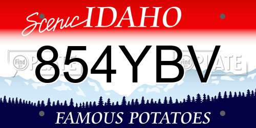 854YBV Idaho License Plate