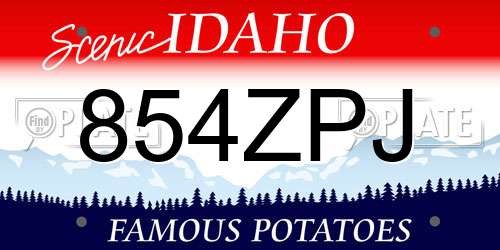 854ZPJ Idaho License Plate