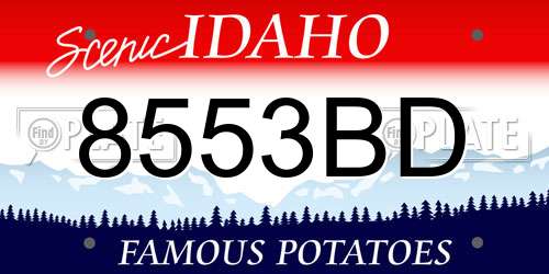 8553BD Idaho License Plate
