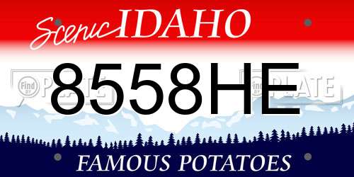 8558HE Idaho License Plate