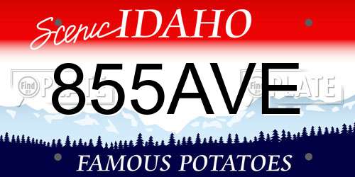 855AVE Idaho License Plate