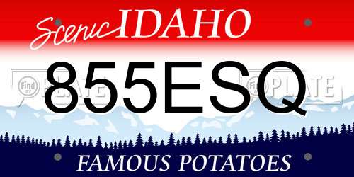 855ESQ Idaho License Plate