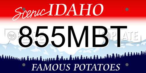855MBT Idaho License Plate