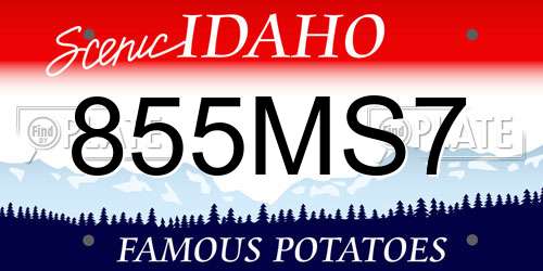 855MS7 Idaho License Plate