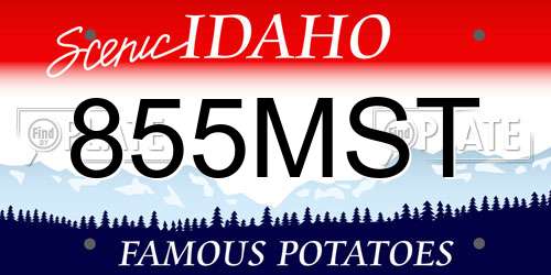 855MST Idaho License Plate