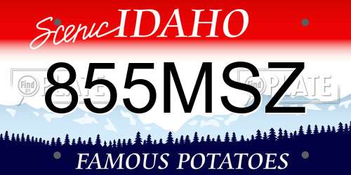 855MSZ Idaho License Plate