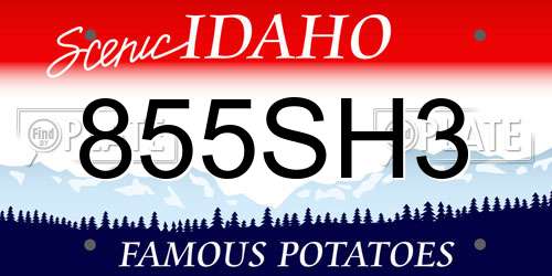 855SH3 Idaho License Plate