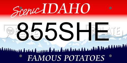 855SHE Idaho License Plate