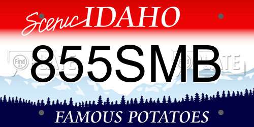 855SMB Idaho License Plate