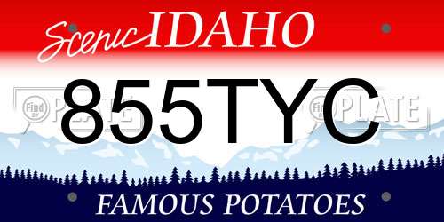 855TYC Idaho License Plate