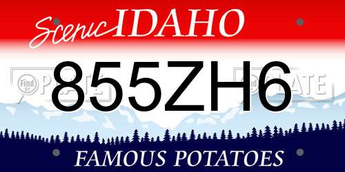 855ZH6 Idaho License Plate