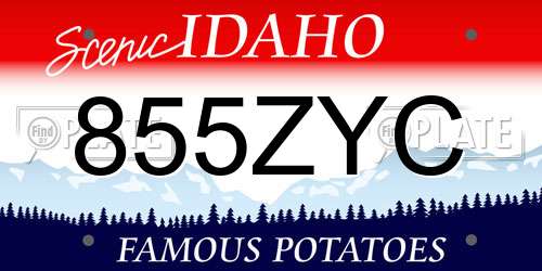 855ZYC Idaho License Plate