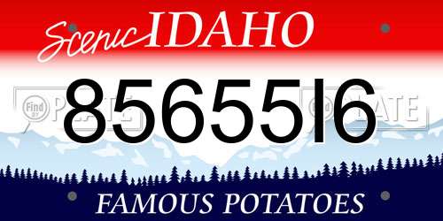85655I6 Idaho License Plate