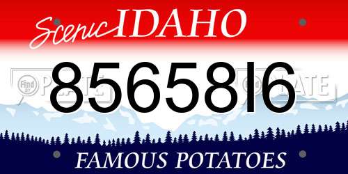 85658I6 Idaho License Plate
