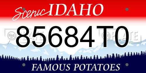 85684T0 Idaho License Plate