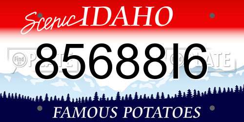 85688I6 Idaho License Plate