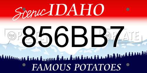 856BB7 Idaho License Plate
