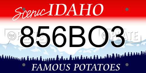 856BO3 Idaho License Plate