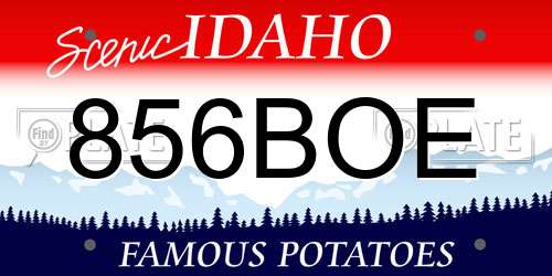 856BOE Idaho License Plate
