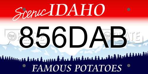 856DAB Idaho License Plate