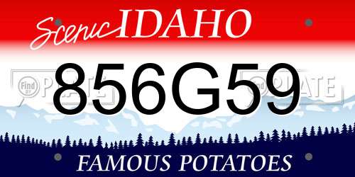 856G59 Idaho License Plate