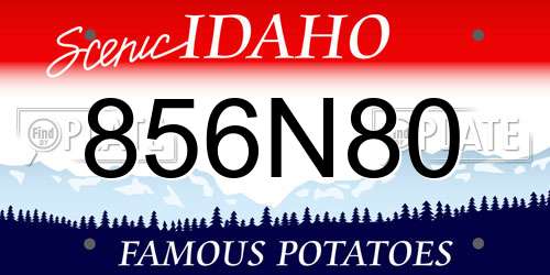 856N80 Idaho License Plate