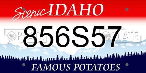 856S57 Idaho License Plate