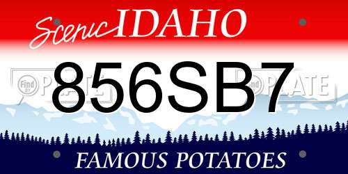 856SB7 Idaho License Plate
