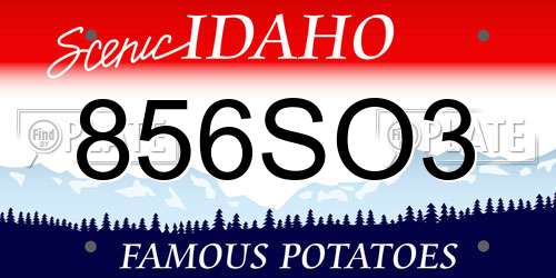 856SO3 Idaho License Plate