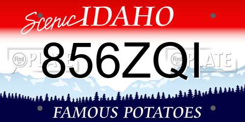 856ZQI Idaho License Plate