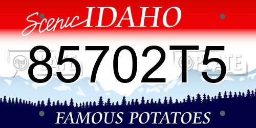 85702T5 Idaho License Plate