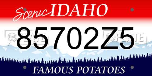 85702Z5 Idaho License Plate