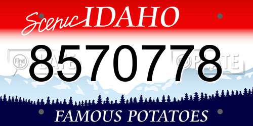 8570778 Idaho License Plate