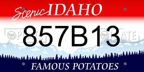 857B13 Idaho License Plate