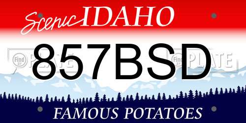 857BSD Idaho License Plate