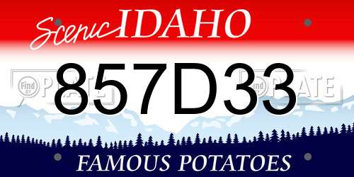 857D33 Idaho License Plate