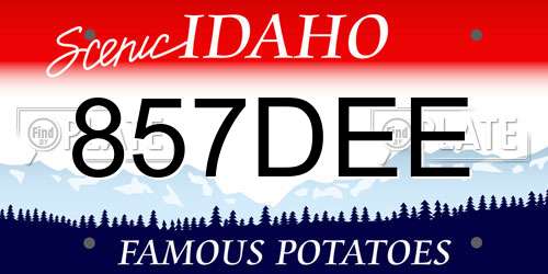 857DEE Idaho License Plate