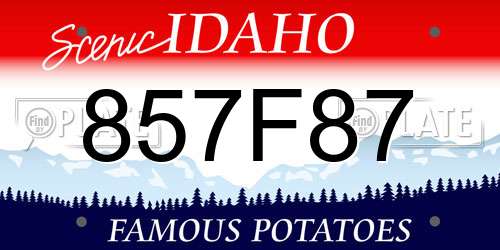 857F87 Idaho License Plate