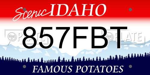 857FBT Idaho License Plate