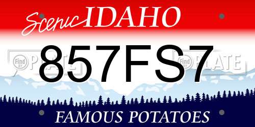 857FS7 Idaho License Plate