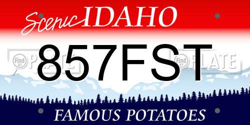 857FST Idaho License Plate