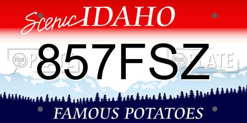 857FSZ Idaho License Plate