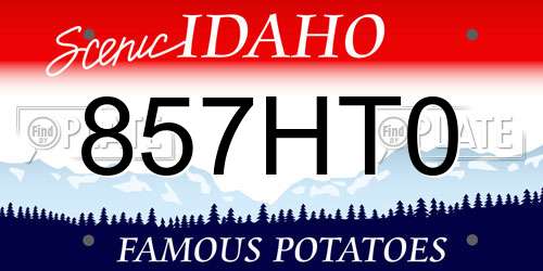 857HT0 Idaho License Plate