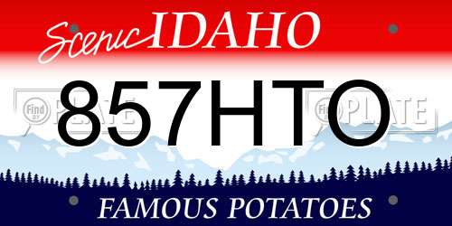 857HTO Idaho License Plate