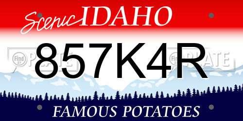 857K4R Idaho License Plate